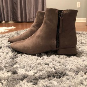 Zara Grey Suede Zip Up Ankle Bootie